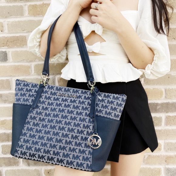 Michael Kors Handbags - Michael kors large top zip tote blue MK